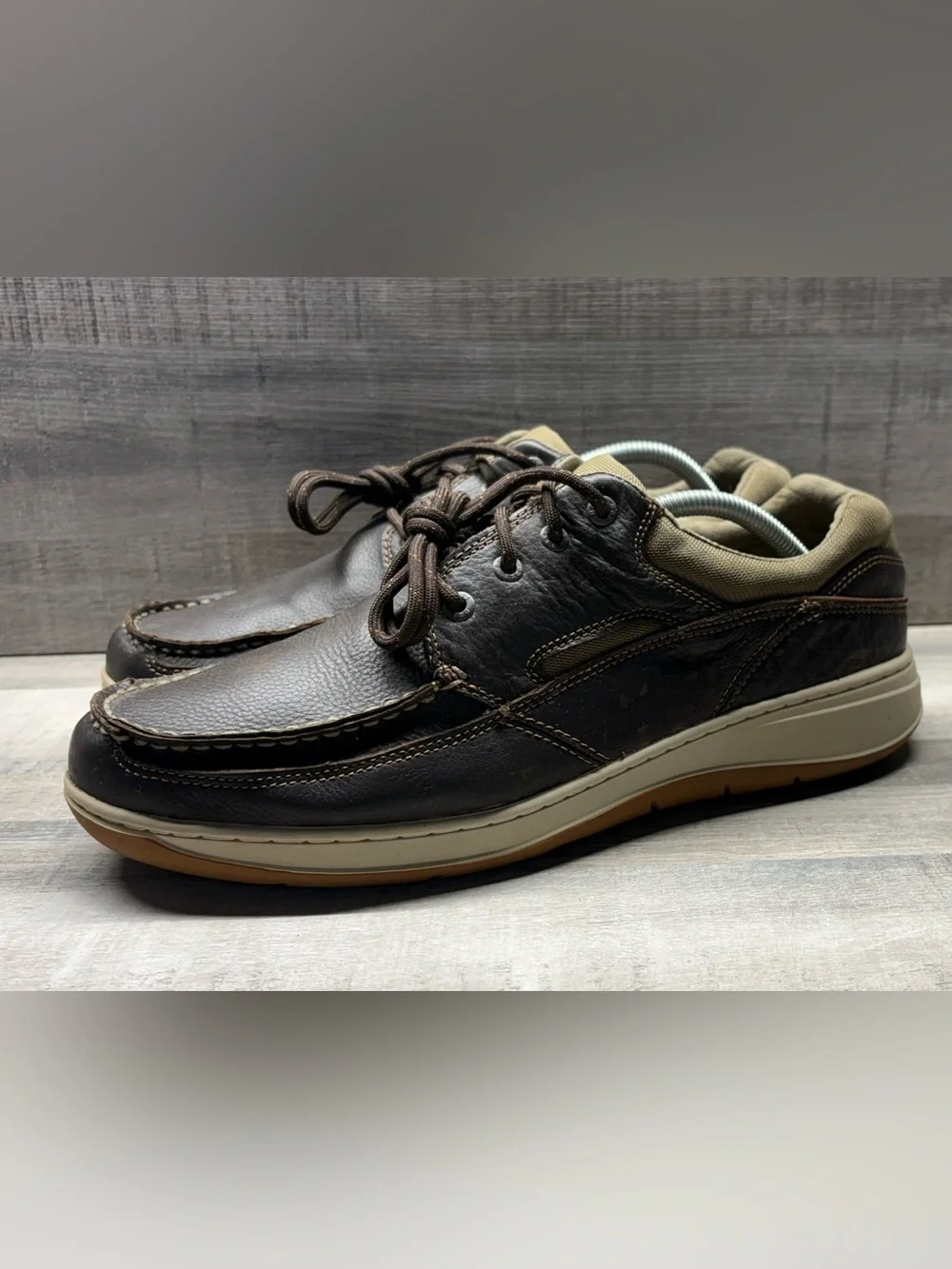 G.H. Bass & Co Bass-Fred Men’s 12M Brown Leather Moc Toe Boat Shoes Casual